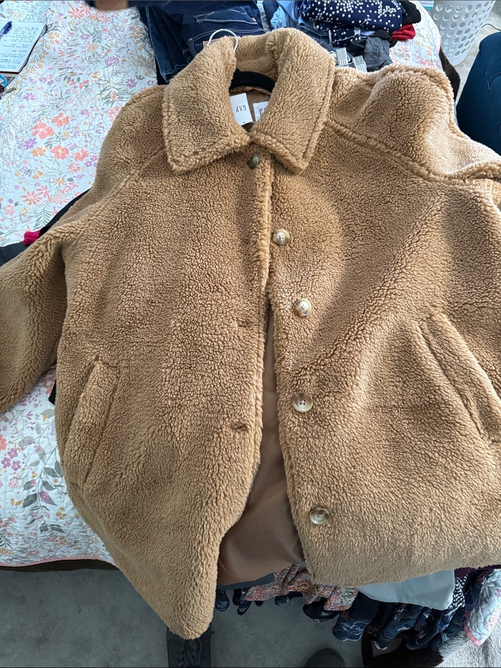 GAP Tan Teddy Sherpa Button Jacket